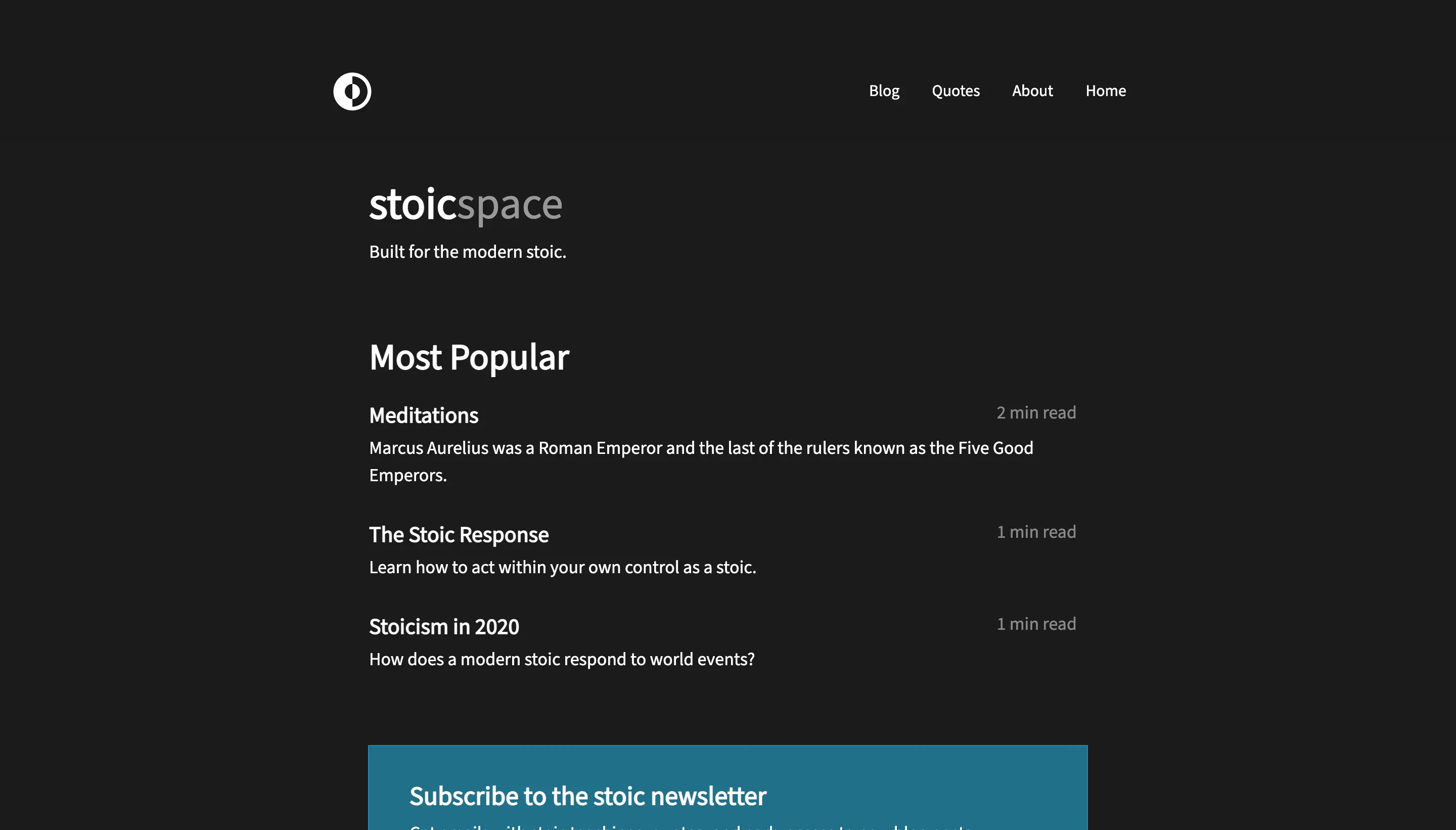 screenshot of stoicspace